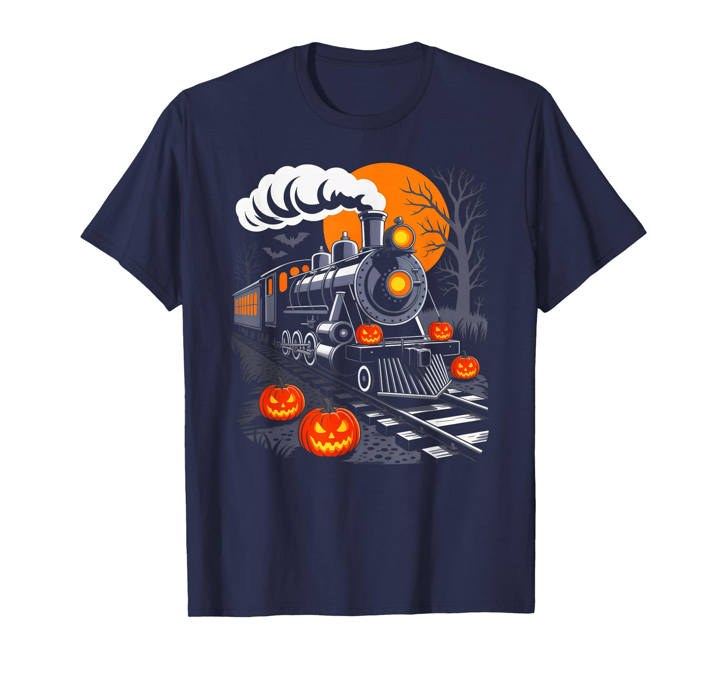 Funny Halloween Train Pumpkin Costume Train Lover Railroad T-Shirt