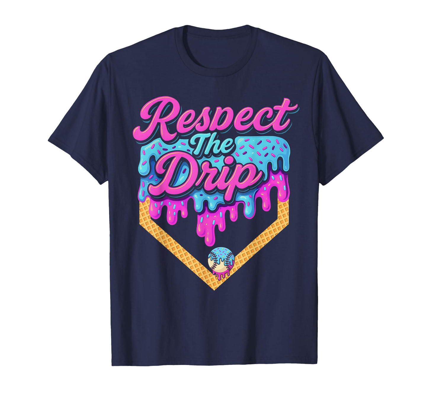 Baseball Drip Boys Home Plate Ice Cream Respect The Drip T-Shirt