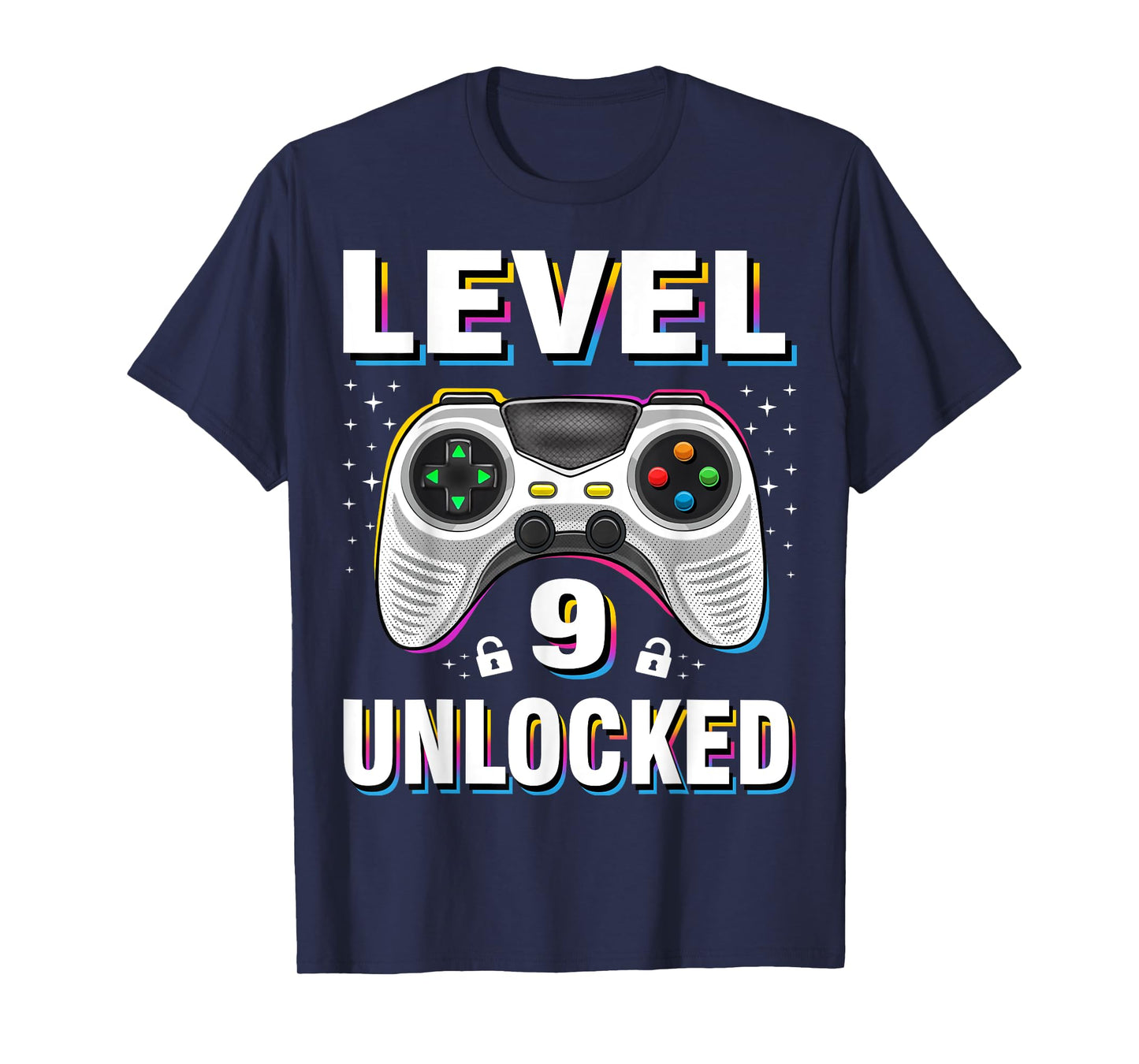 9th Birthday Boy Level 9 Unlocked Video Gamer 9 Years Old T-Shirt