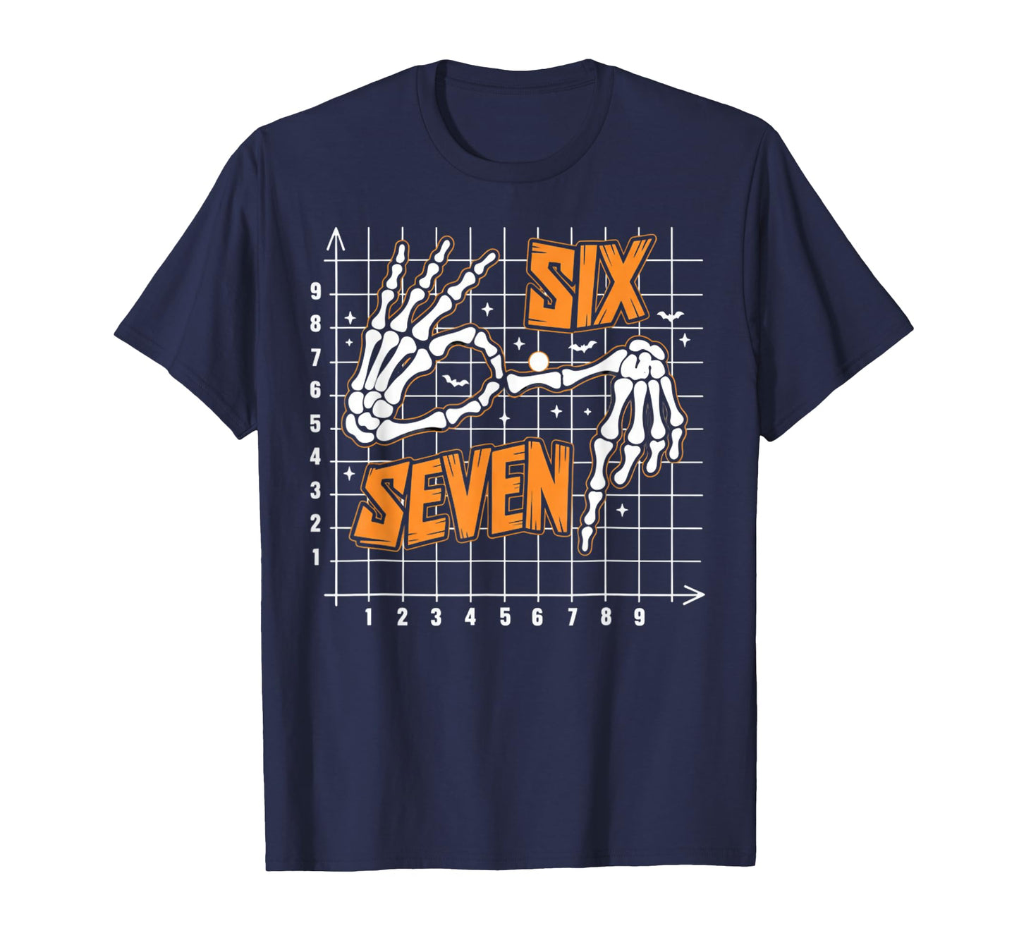 Six Seven Coordinate (6,7) Funny Skeleton Hands Sign 67 Meme T-Shirt