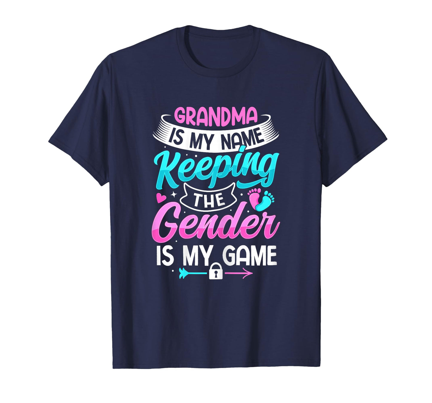 Gender Reveal Design for a Keeper of the Gender Grandma T-Shirt, Female X-Small, Black
