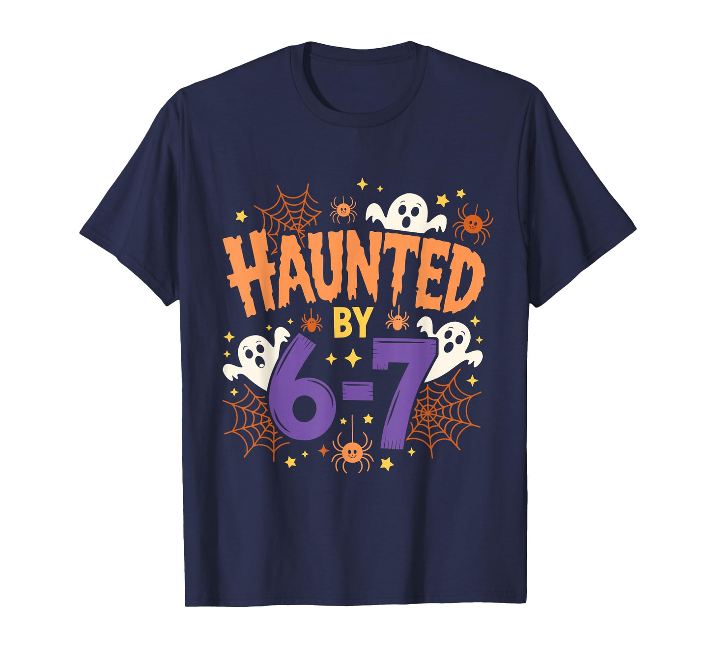 Haunted by 6-7 Halloween Funny Ghosts and Spiders Boy Girl T-Shirt