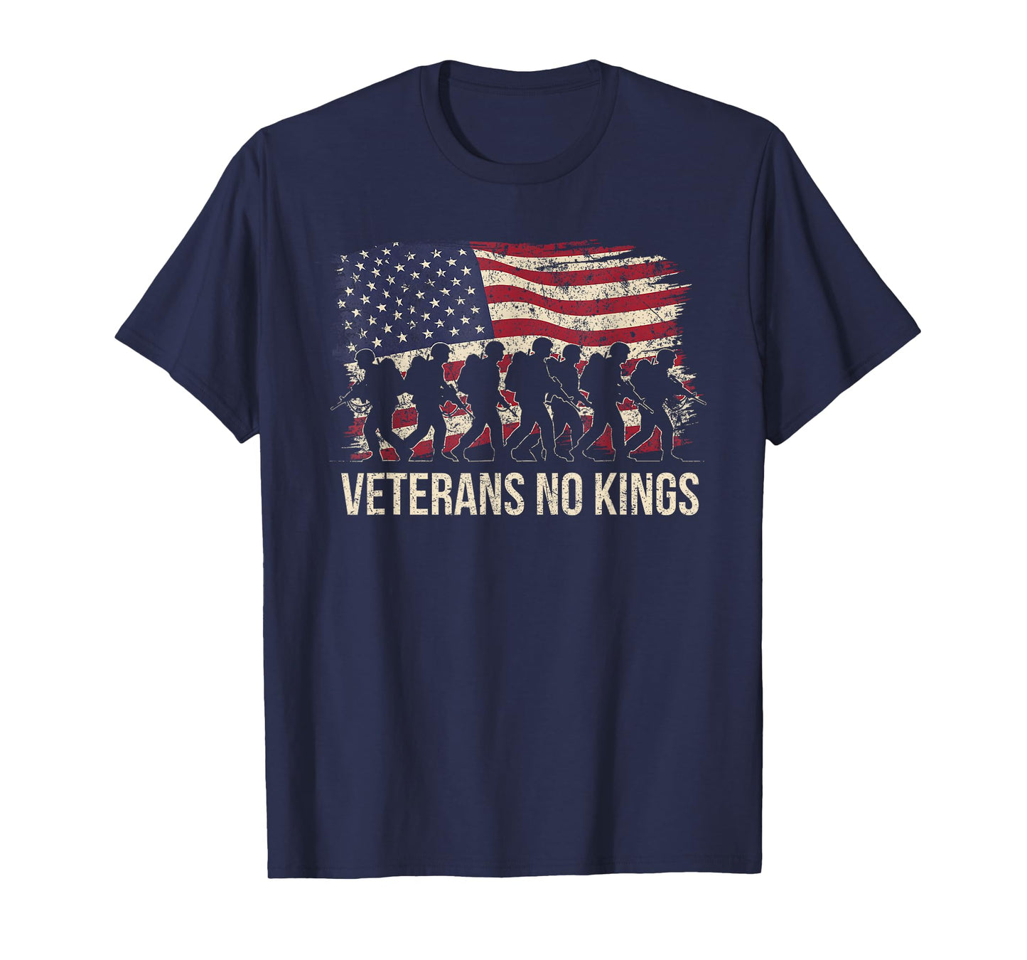 Veterans No Kings Vintage Military America Flag Veterans Day T-Shirt