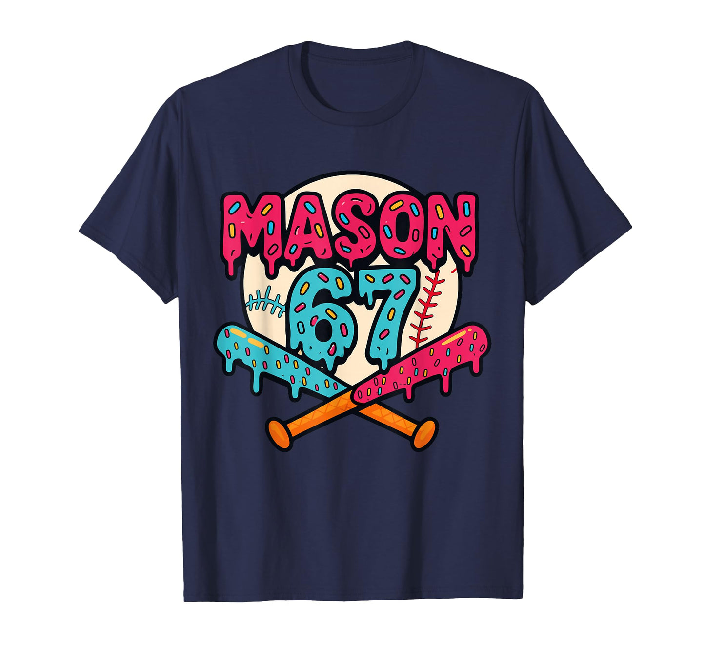 Mason 67 Funny Ice Cream Drip Baseball Meme Graphics T-Shirt
