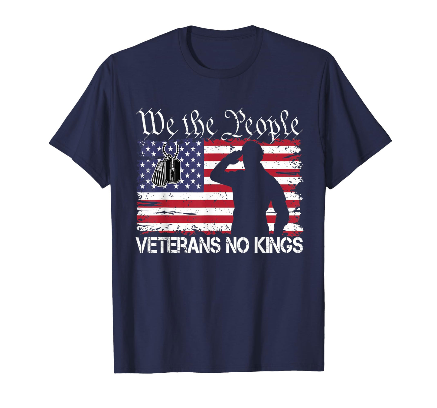 Military Veterans No Kings Vintage America Flag Veterans Day T-Shirt