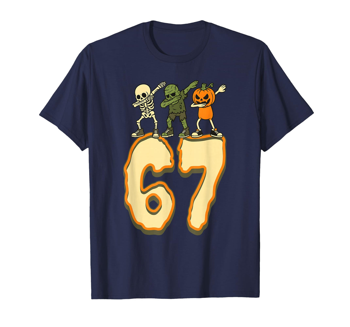 67 Halloween Meme 6 7 Numbers Six Seven Funny Kids Skeleton T-Shirt
