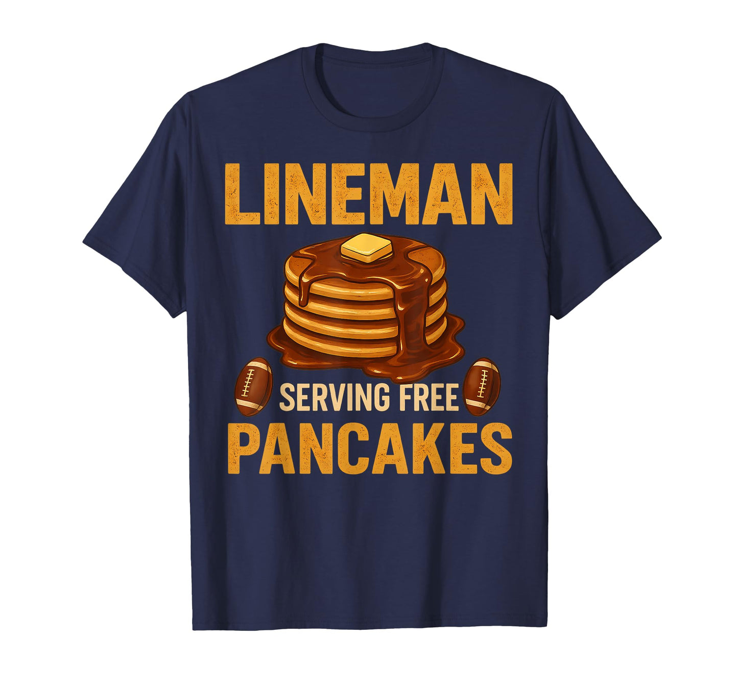 Lineman Serving Pancakes Daily Funny Vintage Football T-Shirt