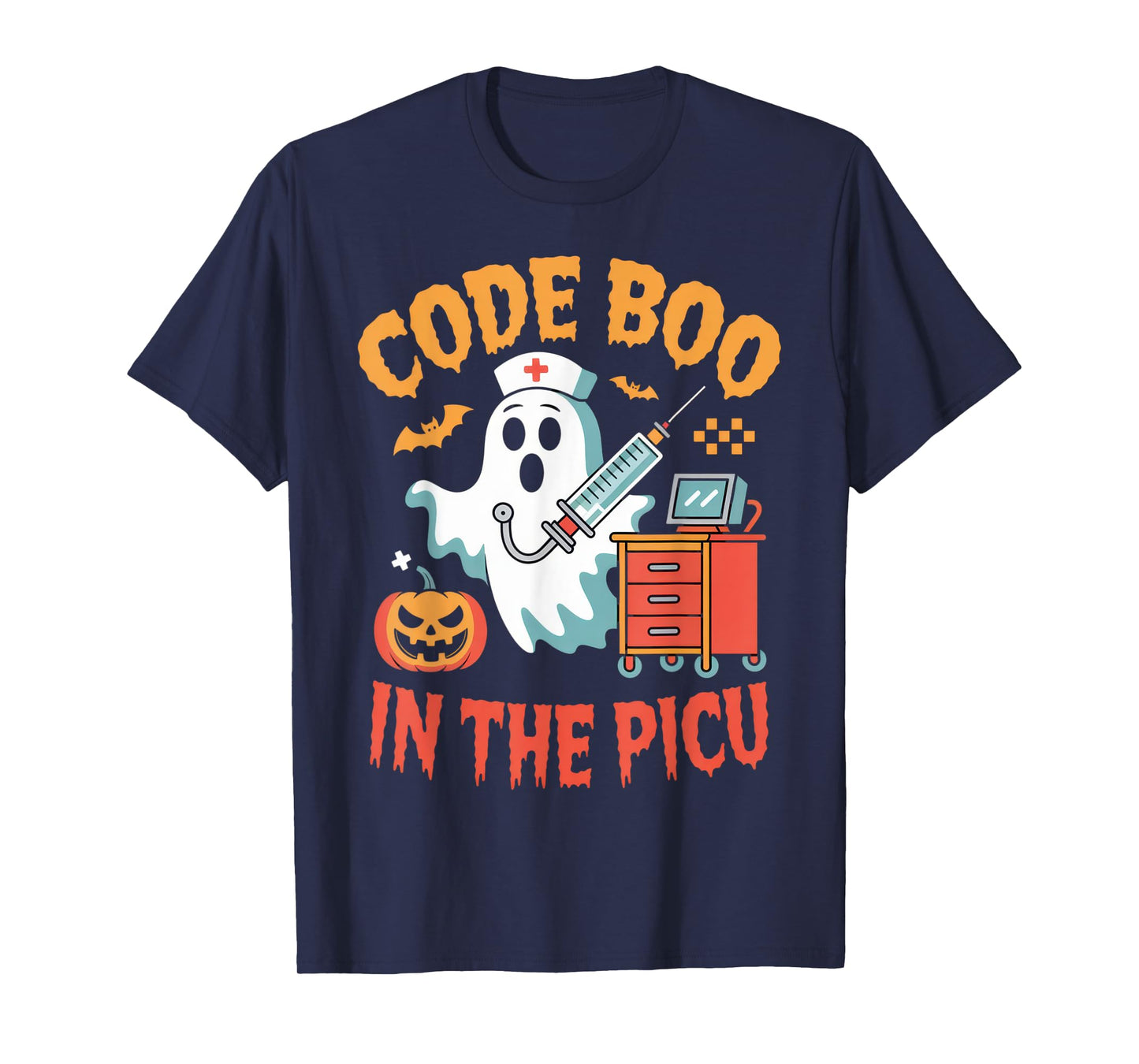 Code Boo in The PICU Nurse Humor Spooky Halloween Fun T-Shirt