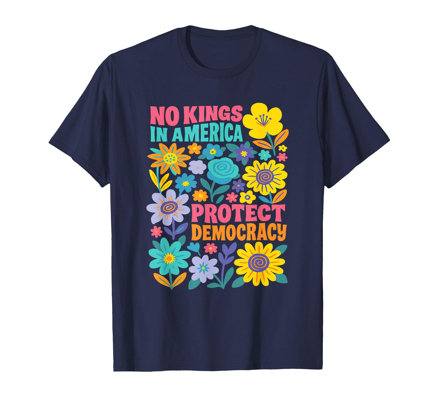 No Kings in America We The People Retro Boho Floral lovers T-Shirt