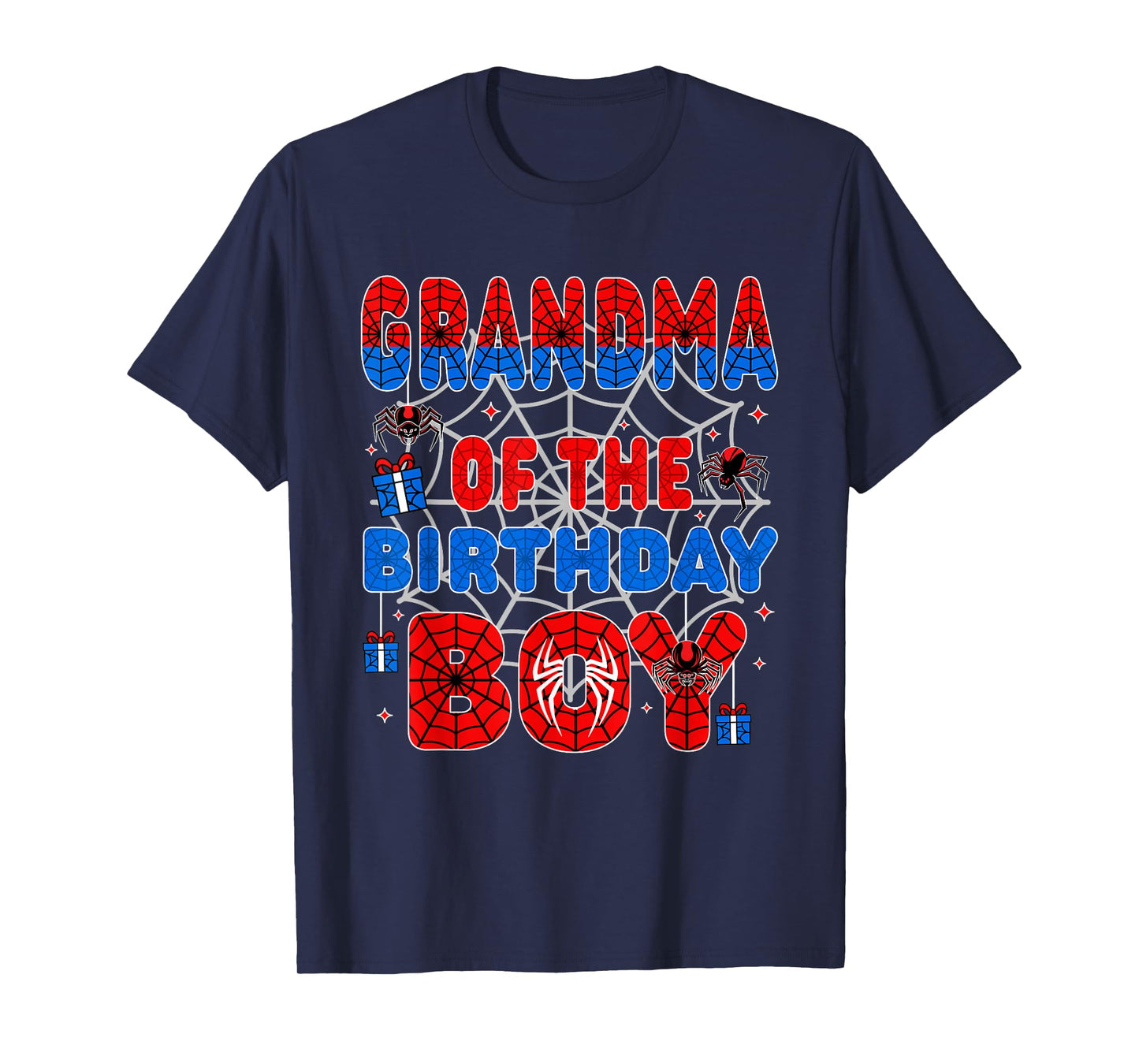 Spider Web Birthday Party Grandma of The Birthday Boy T-Shirt