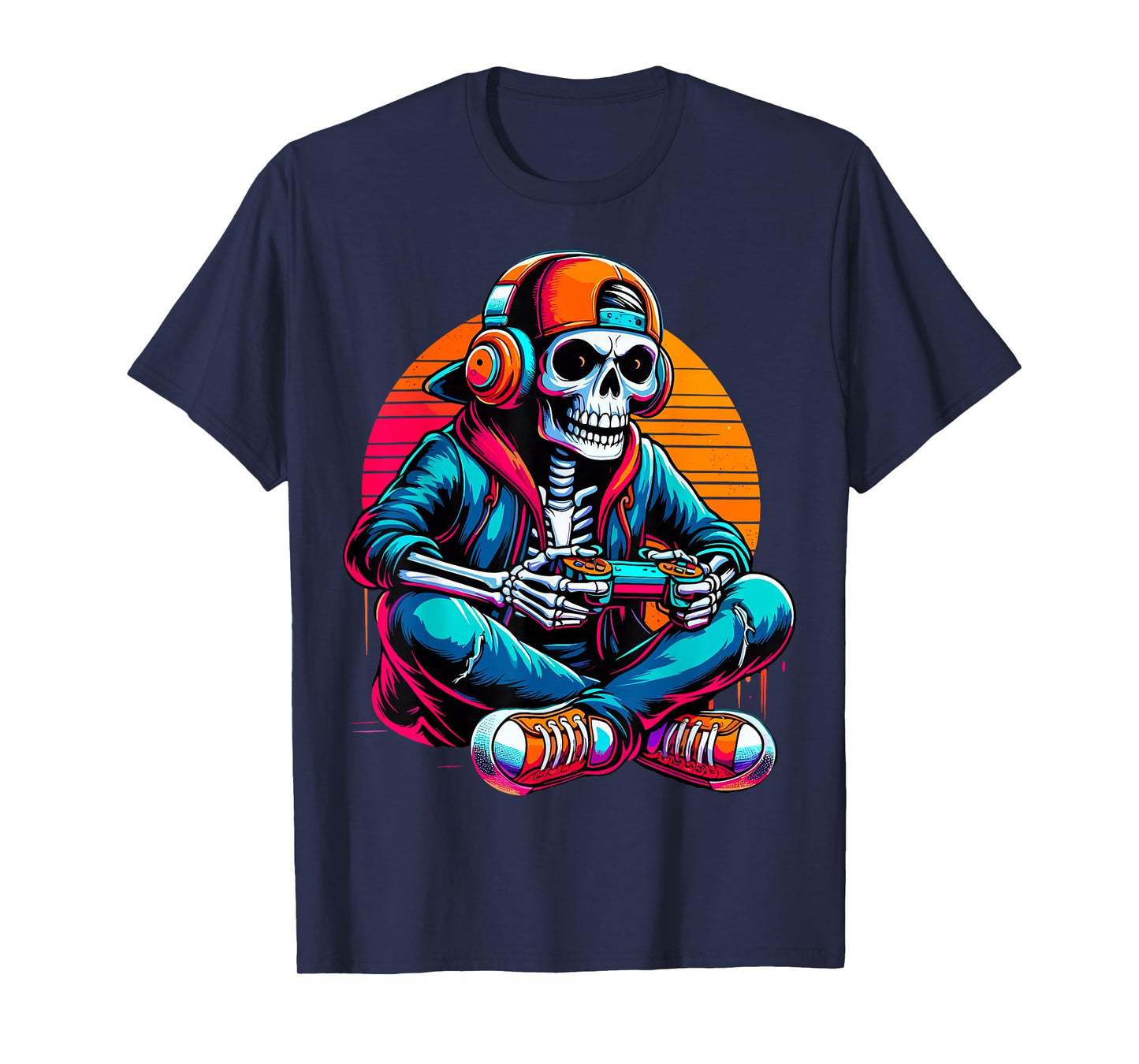 Halloween Skeleton Gamer Video Gaming T-Shirt