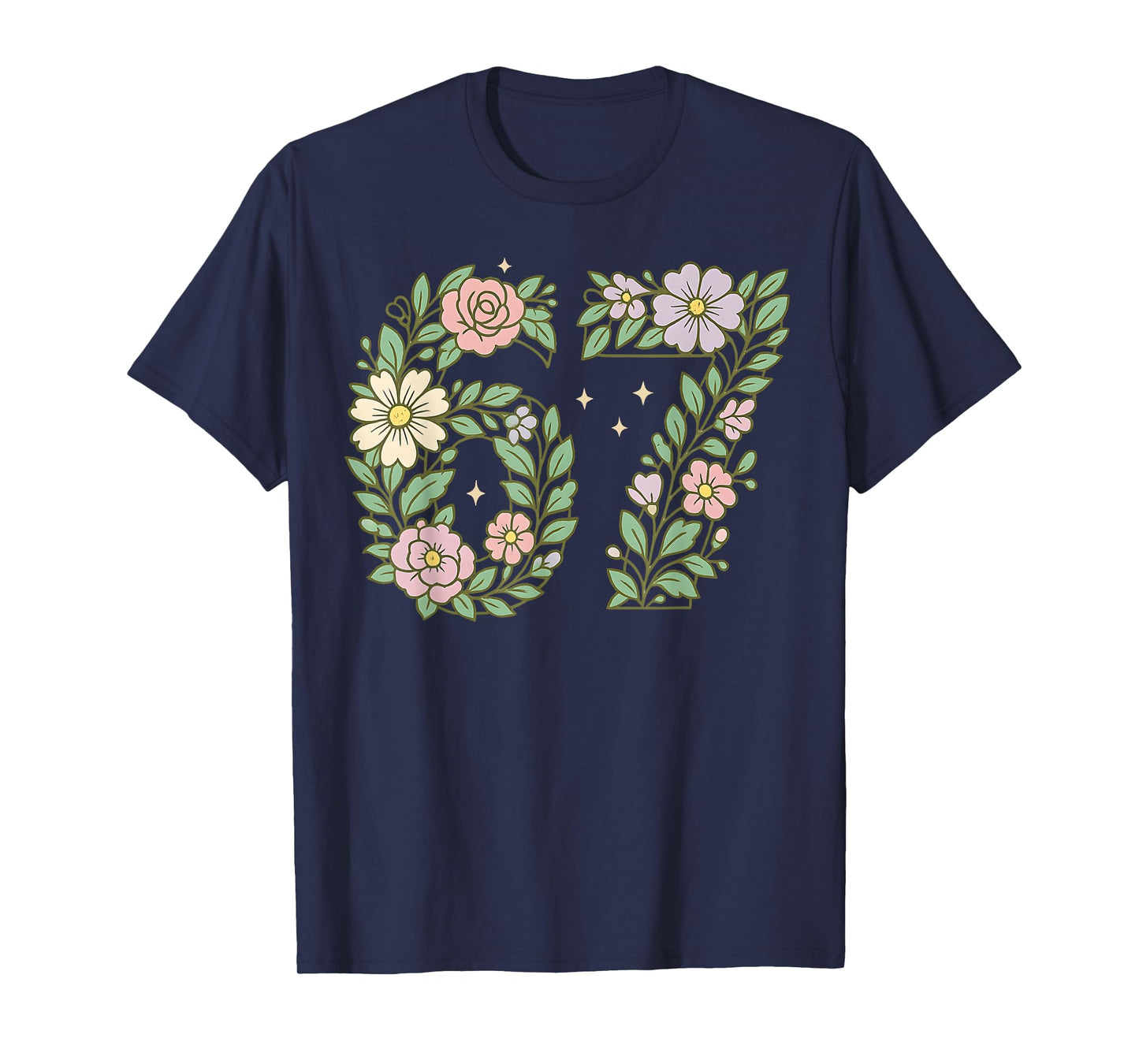 67 for Girls Floral Six Seven Flowers 6 7 Brainrot Meme Kids T-Shirt