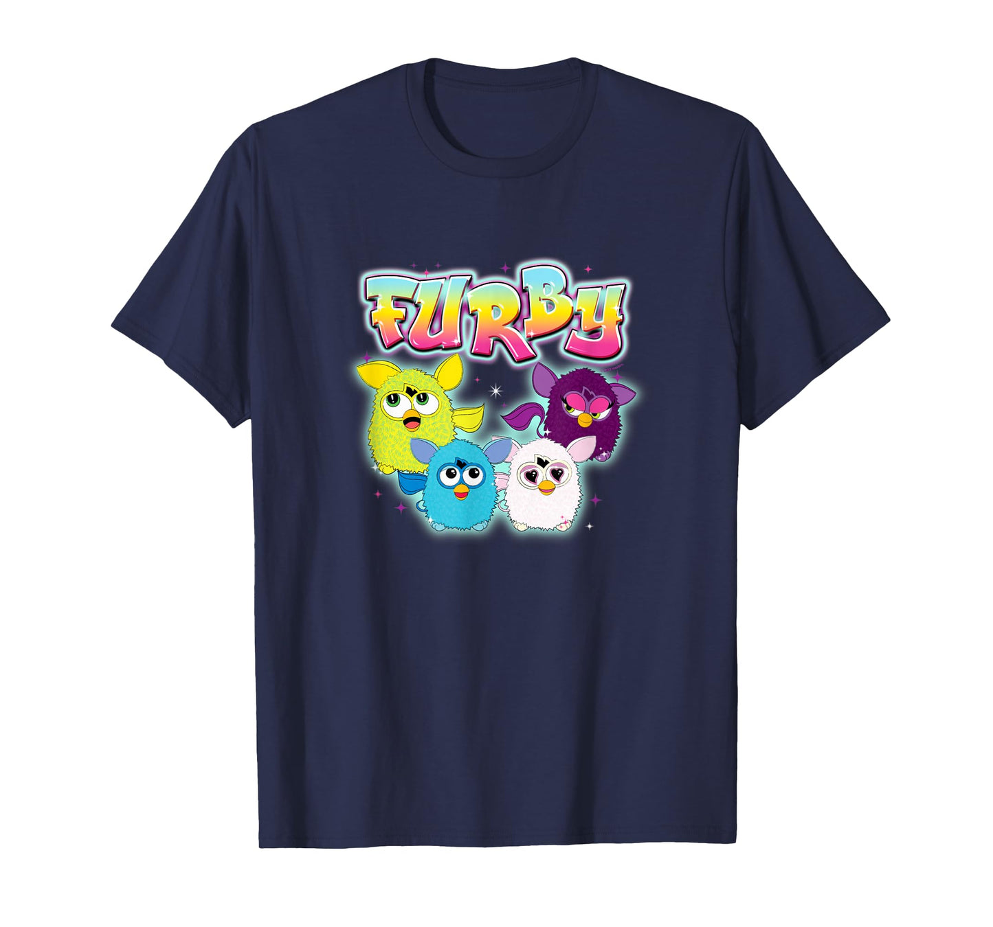 Furby Vintage Neon Rainbow Graffiti Style Group Poster T-Shirt