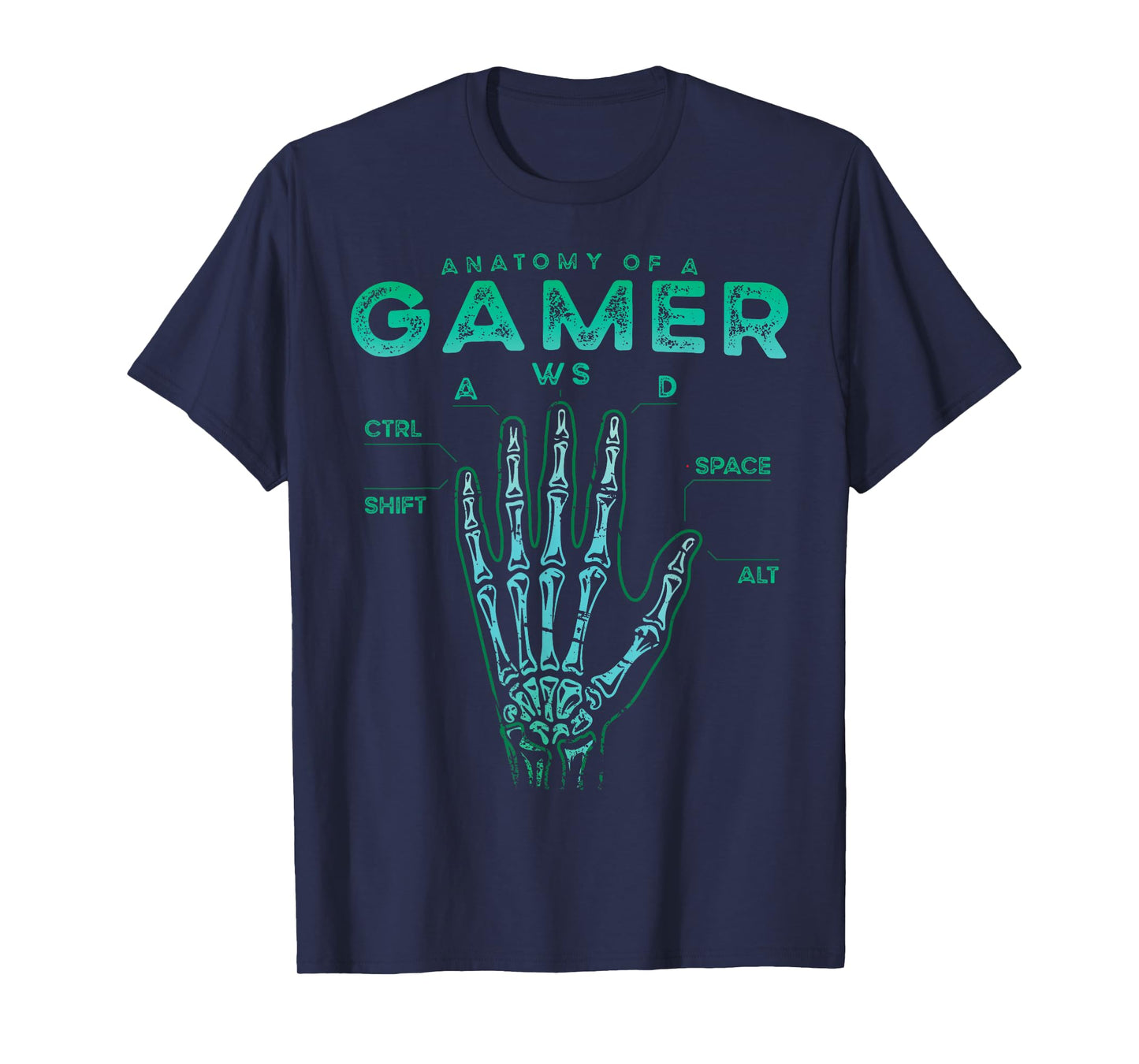 Gamer Anatomy Shirt Skeleton Hand Gaming Video Game T-Shirt