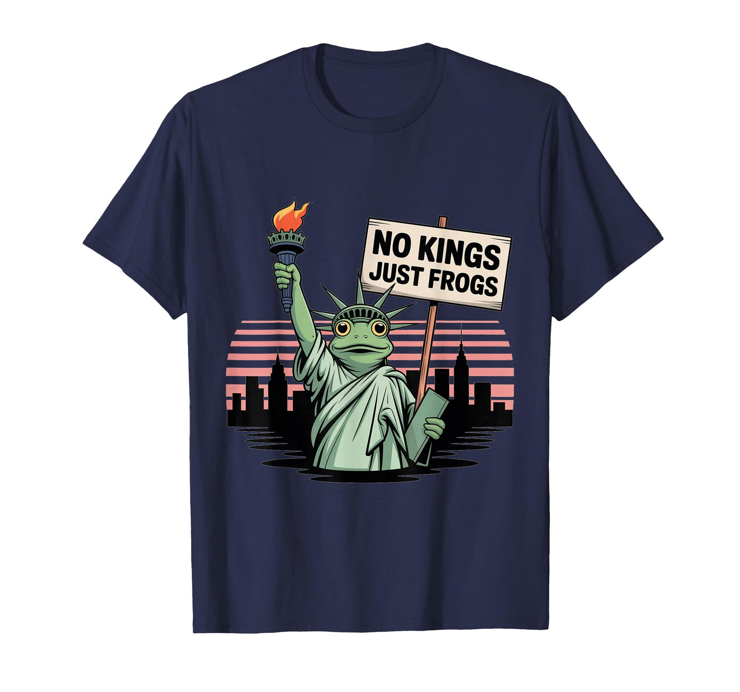 No Kings Just Frogs Statue of Liberty Frog Protest Freedom T-Shirt