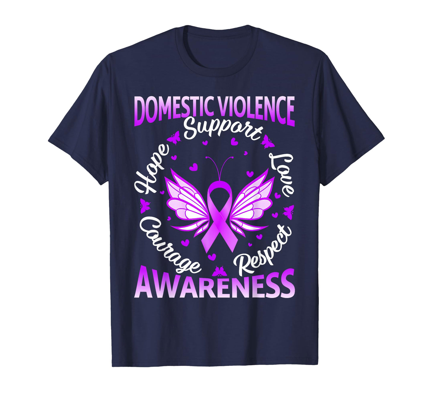 Domestic Violence Awareness Love Support Purple Butterflies T-Shirt