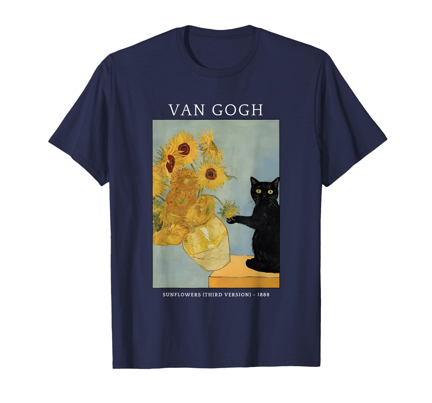 Funny Van Gogh Sunflowers Cat Meme Van Gogh Art Graphic Men Women Kids T-Shirt