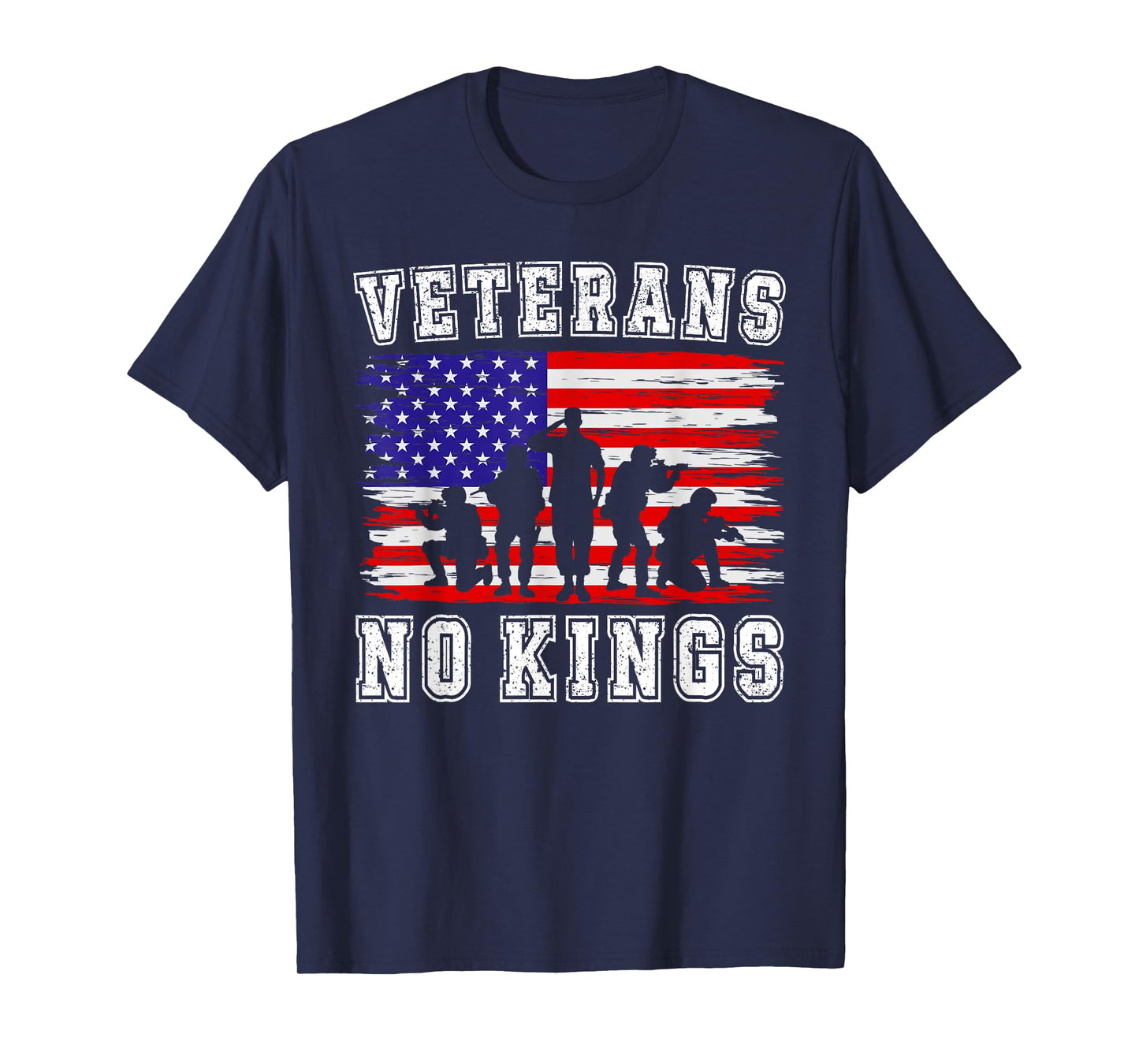 No Kings Veterans Patriotic American Flag Veterans Day Retro T-Shirt