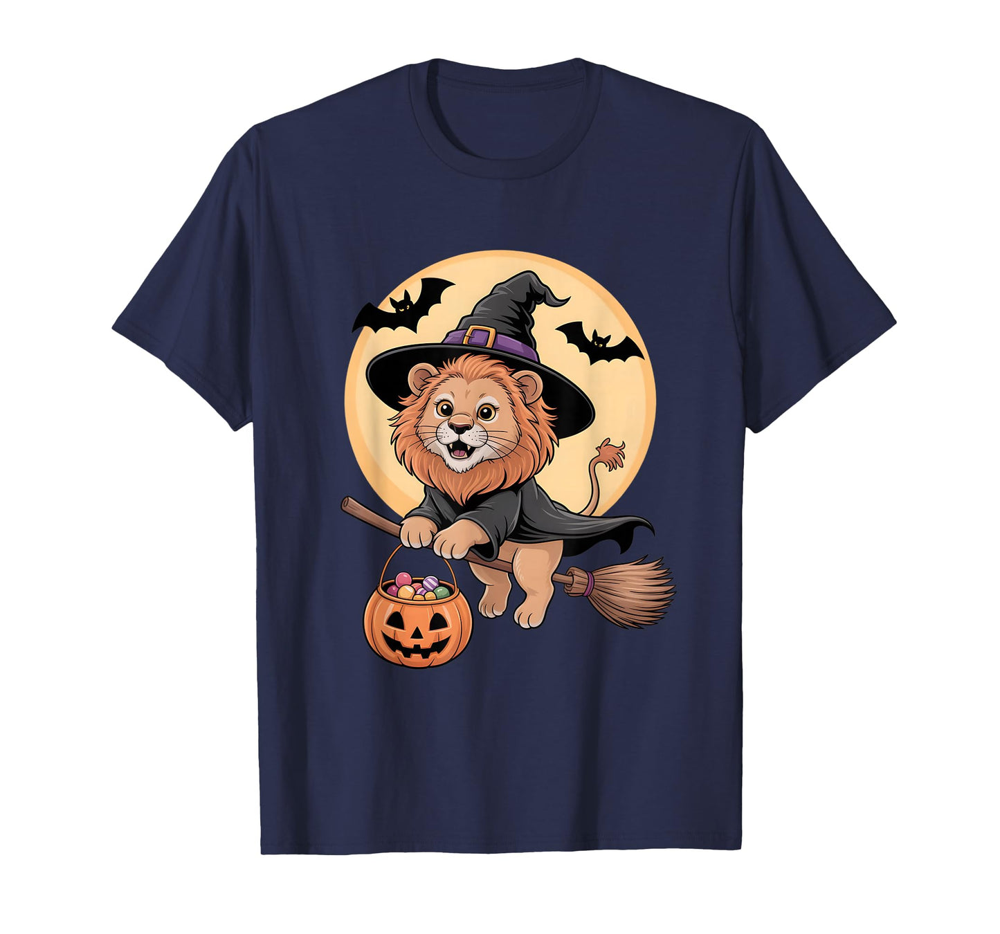 Lion Witch Hat Pumpkin Halloween Costume Men Women Kids T-Shirt