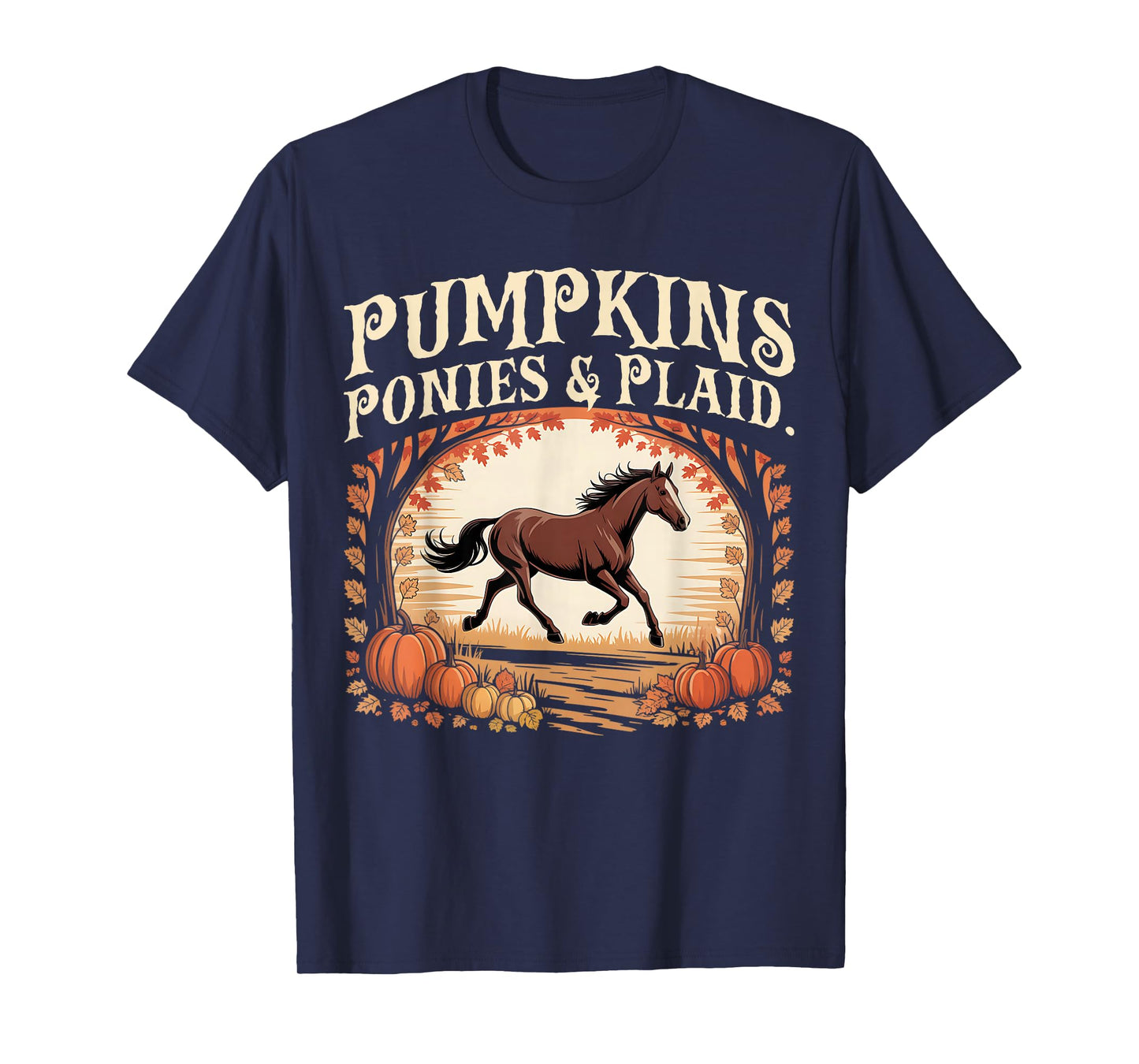 Retro Pumpkins Ponies & Plaid T-Shirt
