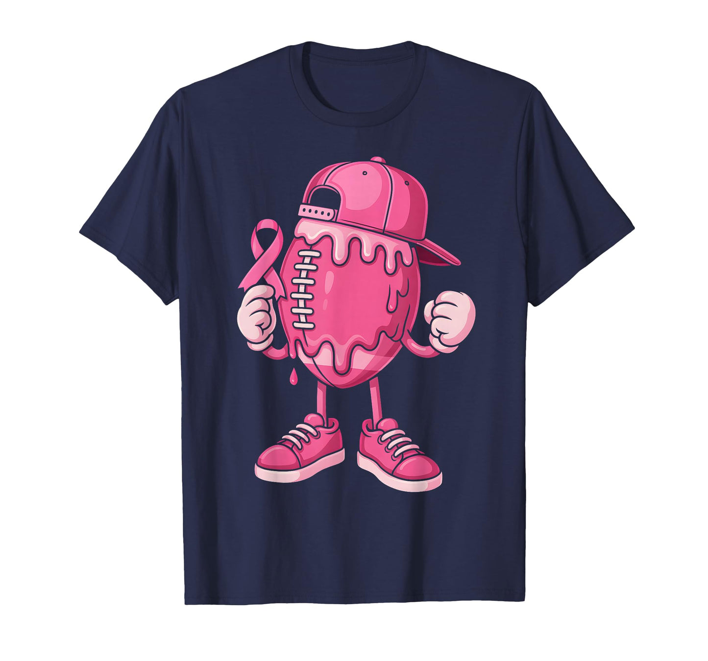 Football Drip Ice Cream Breast Cancer Awareness Boys & Girls T-Shirt
