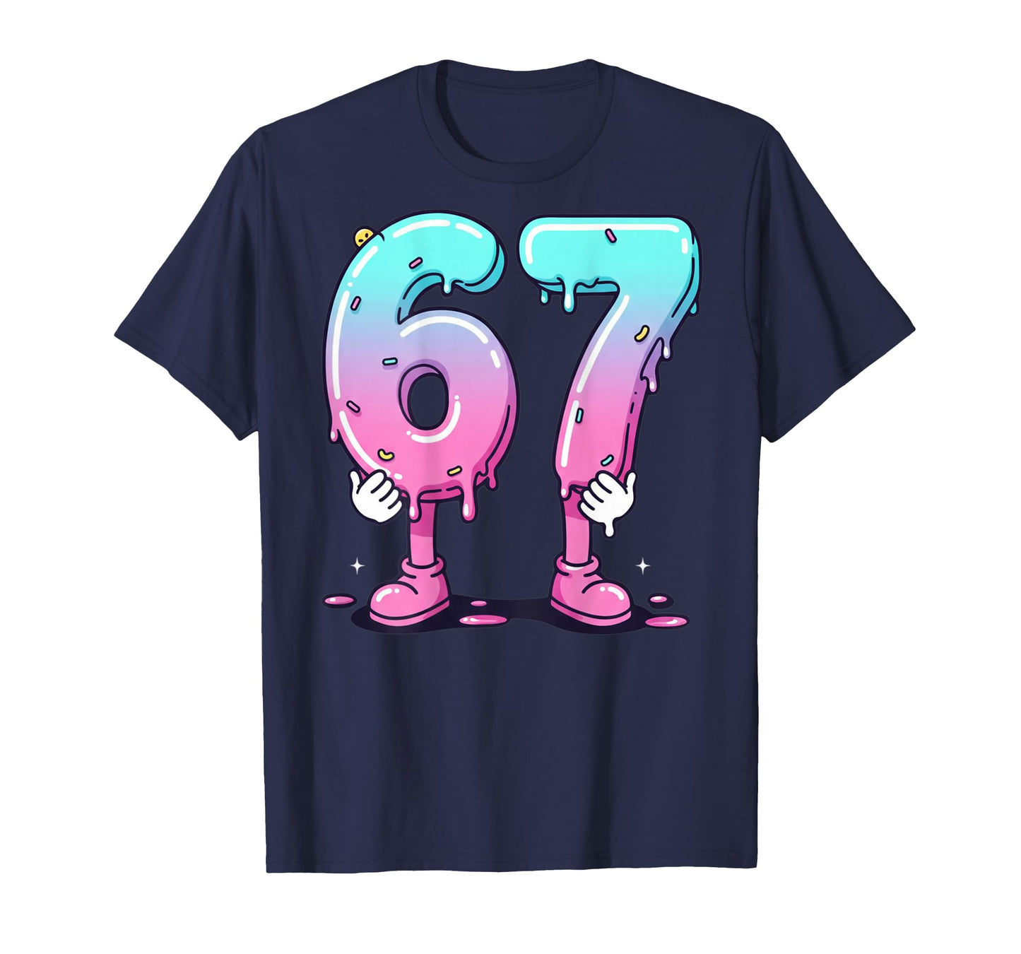 67 Ice Cream Drip (Back) Six Seven Meme for Gen Alpha Kids T-Shirt