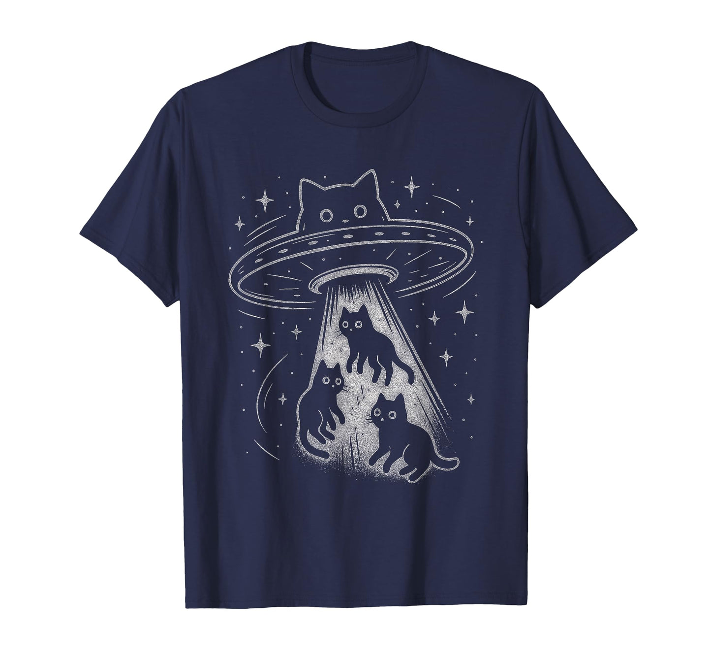 Funny Cat UFO Cute Kitty Space Spaceship Alien Aesthetic T-Shirt
