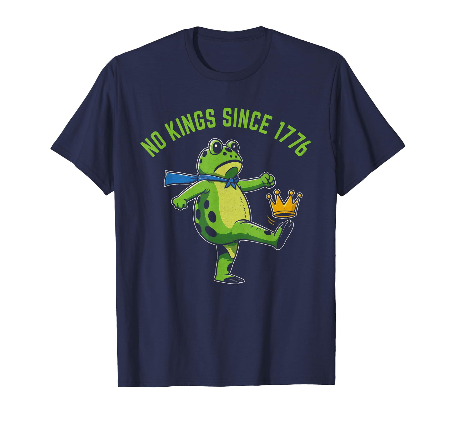 No Kings Since 1776 Portland Frog Kicking Crown Retro T-Shirt