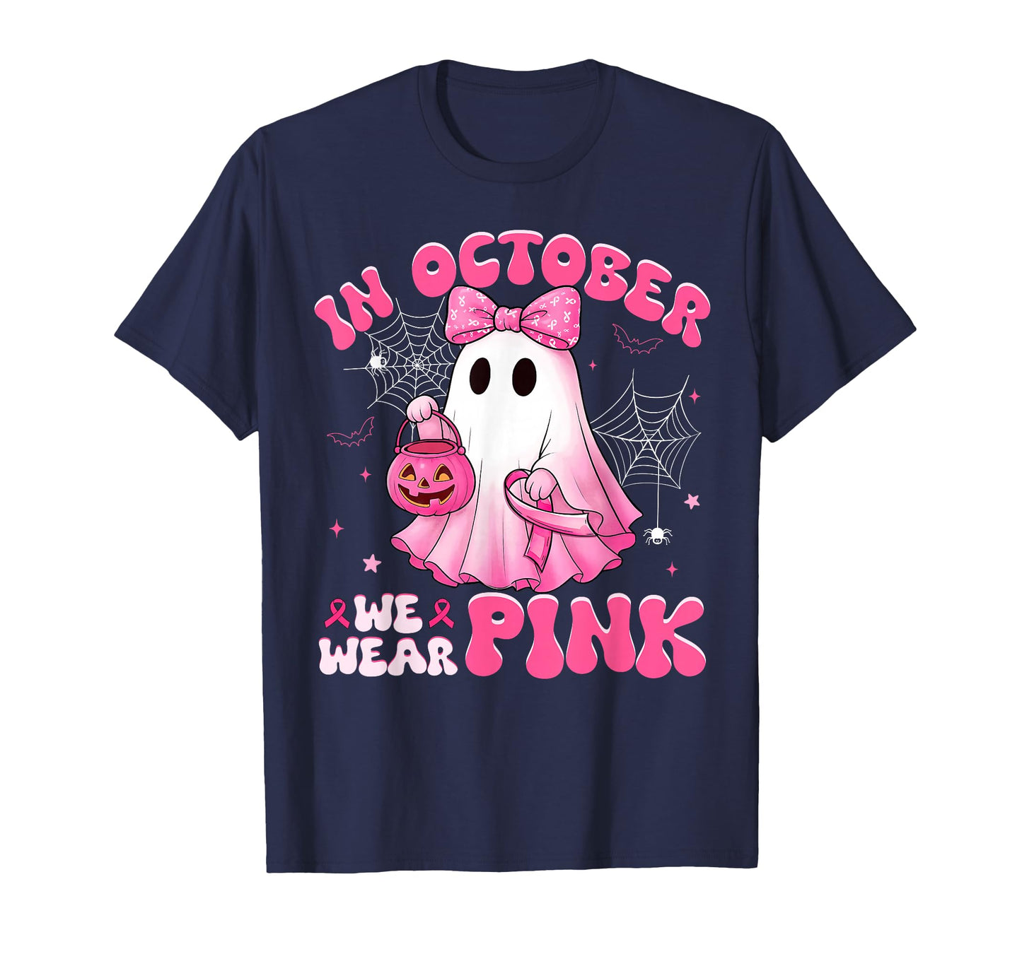 Halloween in October We Wear Pink Breast Cancer Awareness T-Shirt