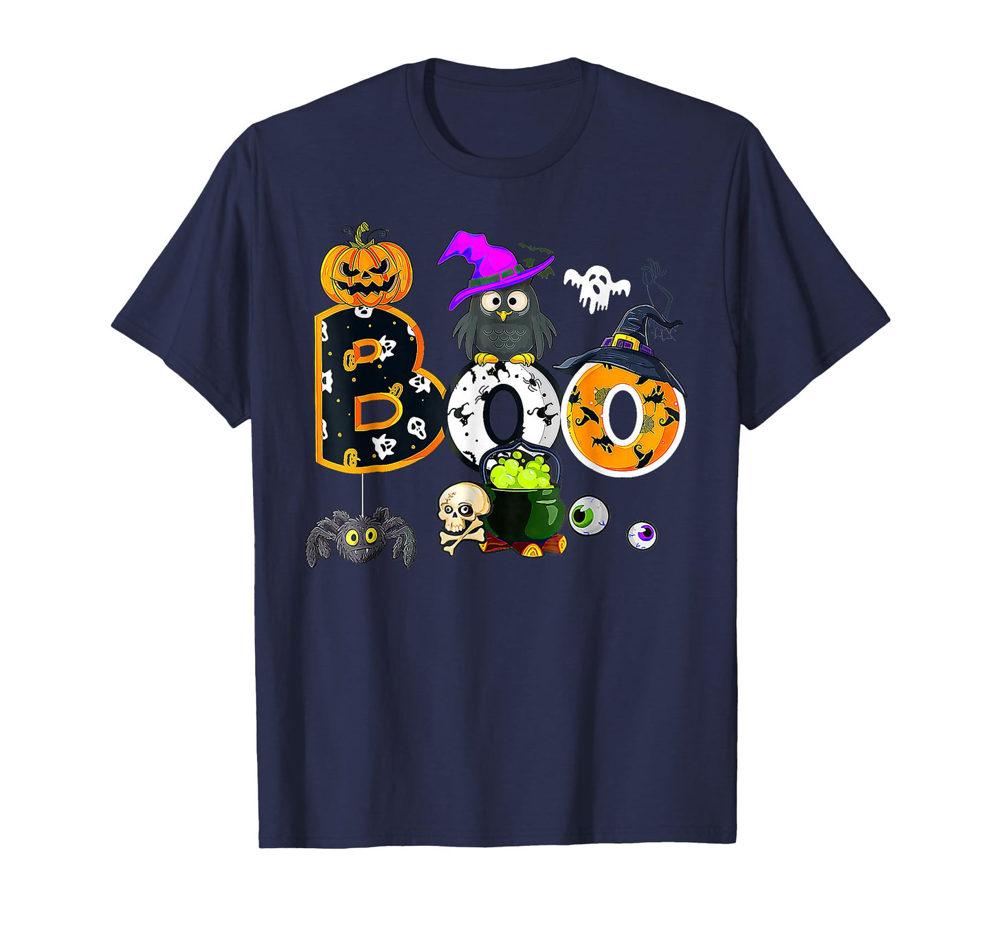 Boo Creepy Owl Pumpkin Ghost Halloween T-Shirt