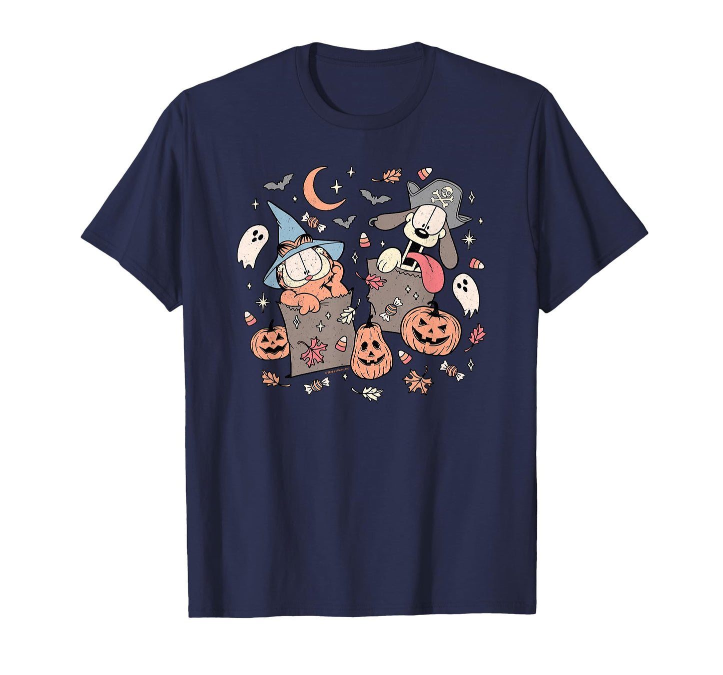 Garfield Halloween Garfield & Odie Trick Or Treating Retro T-Shirt