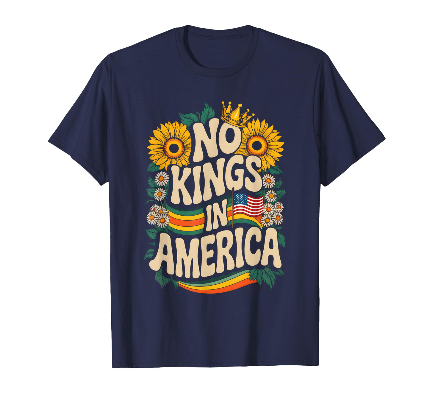 No Kings In America Retro Floral 70s Women T-Shirt