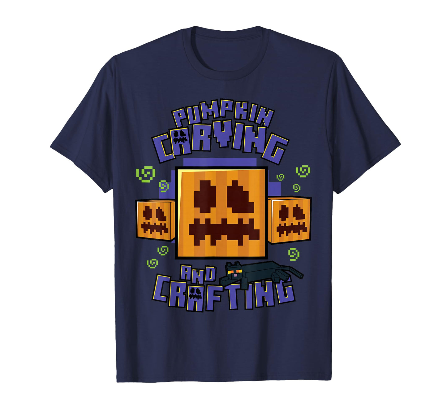 Minecraft Pumpkin Carving And Crafting Halloween T-Shirt