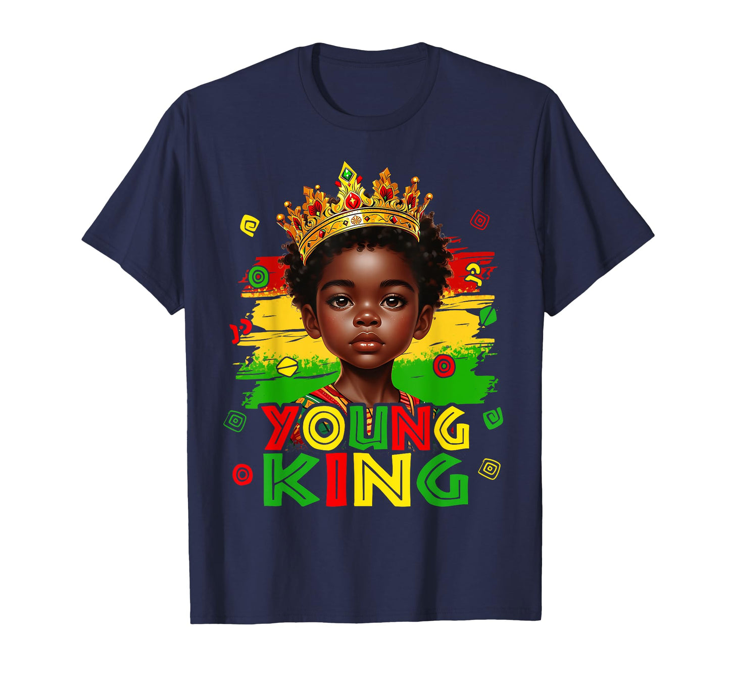 Young King Black History Month Kids Afro Boys Kids Youth T-Shirt