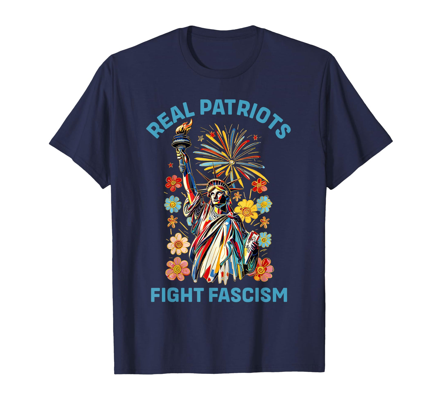 Real Patriots Fight Fascism Boho Flowers No Kings In America T-Shirt