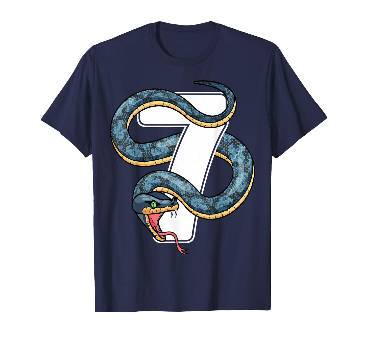 7th Birthday Snake Lover Seven 7 Year Old Birthday Boy Girl T-Shirt