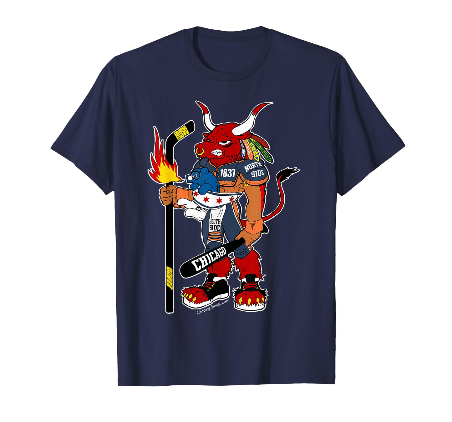 Creatureopolis Chicago Beast Black Cotton T-Shirt - Classic Fit, Round Neck, Short Sleeve, Adult Size