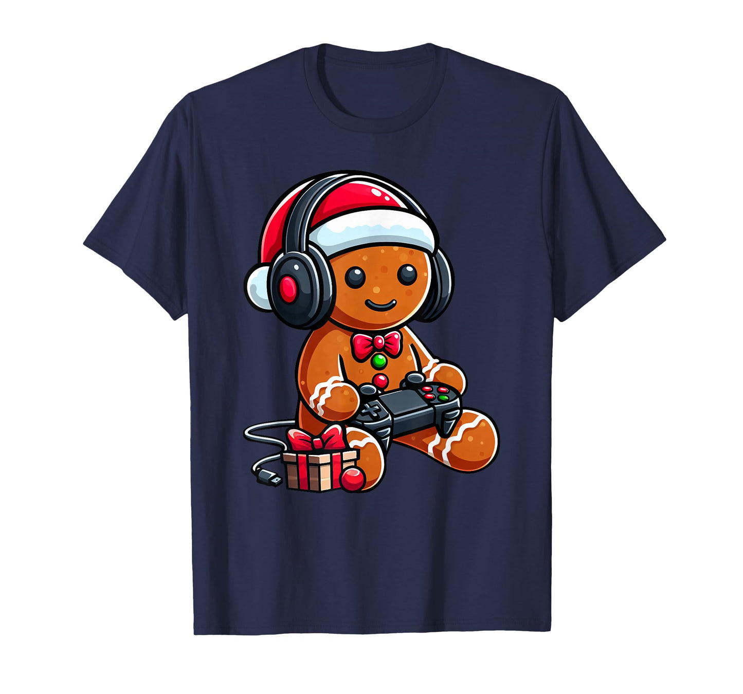 Funny Christmas Gamer Gingerbread Xmas Gaming Men Boys Kids T-Shirt