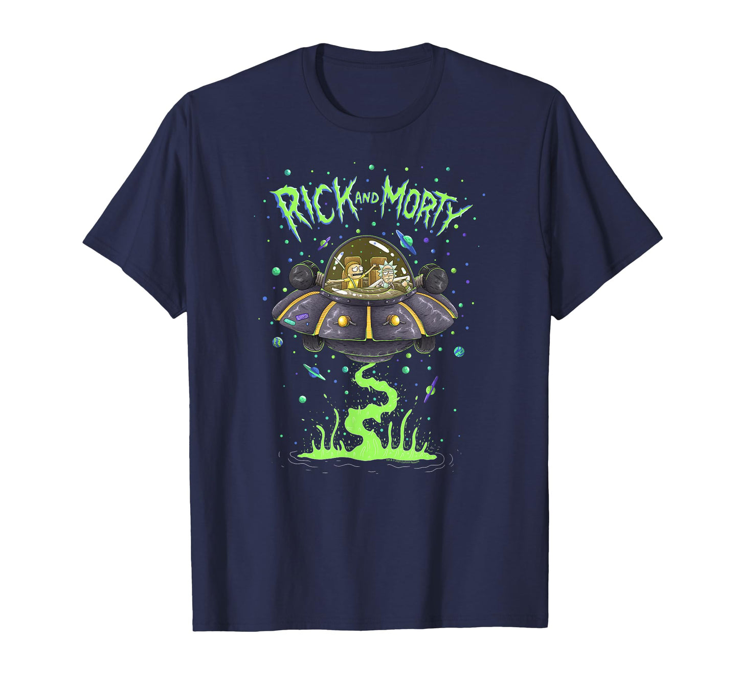 Rick and Morty Spaceship Getaway Funny Cartoon T-Shirt