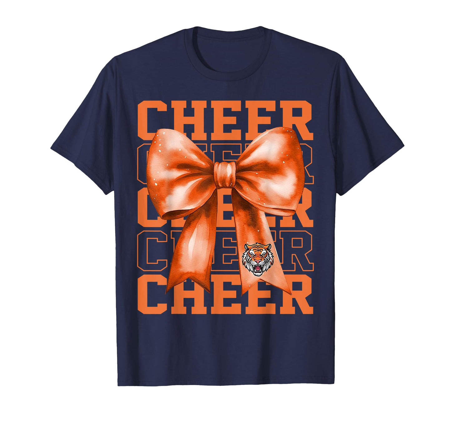Cheer Coquette Tiger Bow Game Day Team Mascot T-Shirt