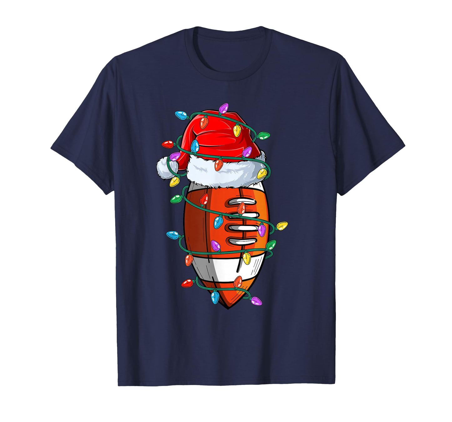 Christmas Football Xmas Santa Sports Hat Ball Kids Boys Men T-Shirt