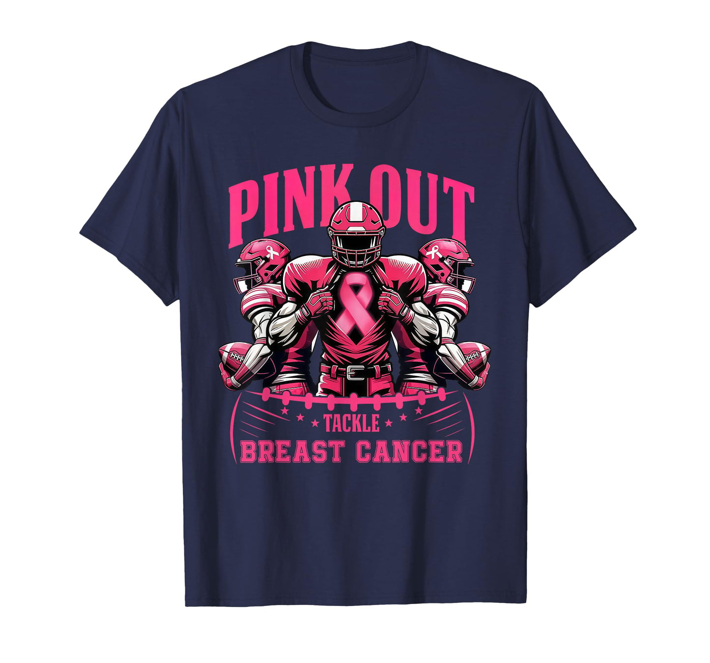 Pink Out Tackle Breast Cancer Awareness Football Boys Kids T-Shirt
