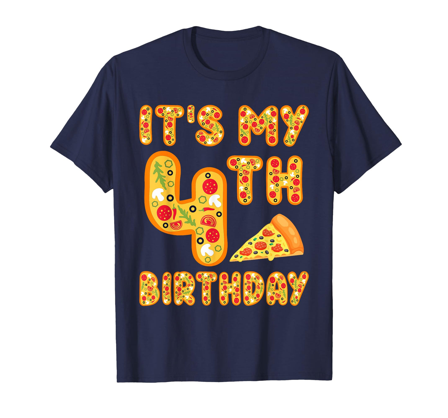 4 Years Old Boys Girls Kids 4th Birthday Pizza Family T-Shirt