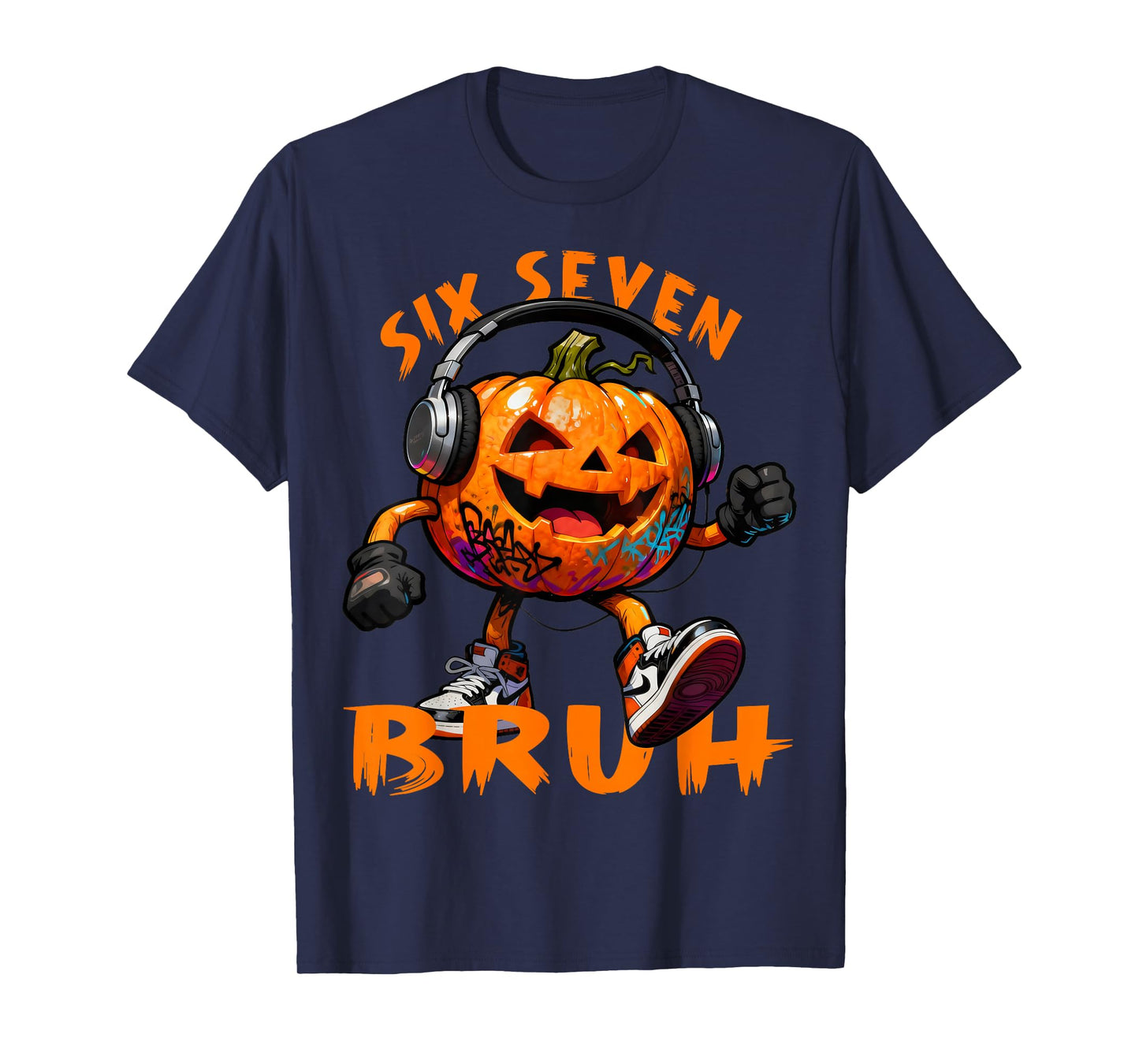 67 Halloween Funny Six Seven Meme Brainrot Pumpkin Kids Bruh T-Shirt