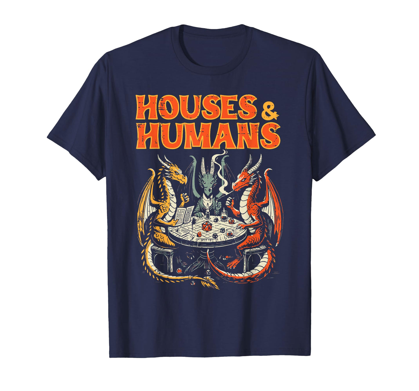 Gaming Houses Humans Funny Rpg Parody Gamer Men Boys Kids T-Shirt