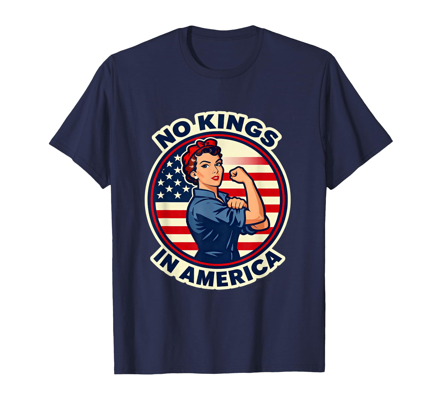 No Kings in America Vintage USA Flag T-Shirt