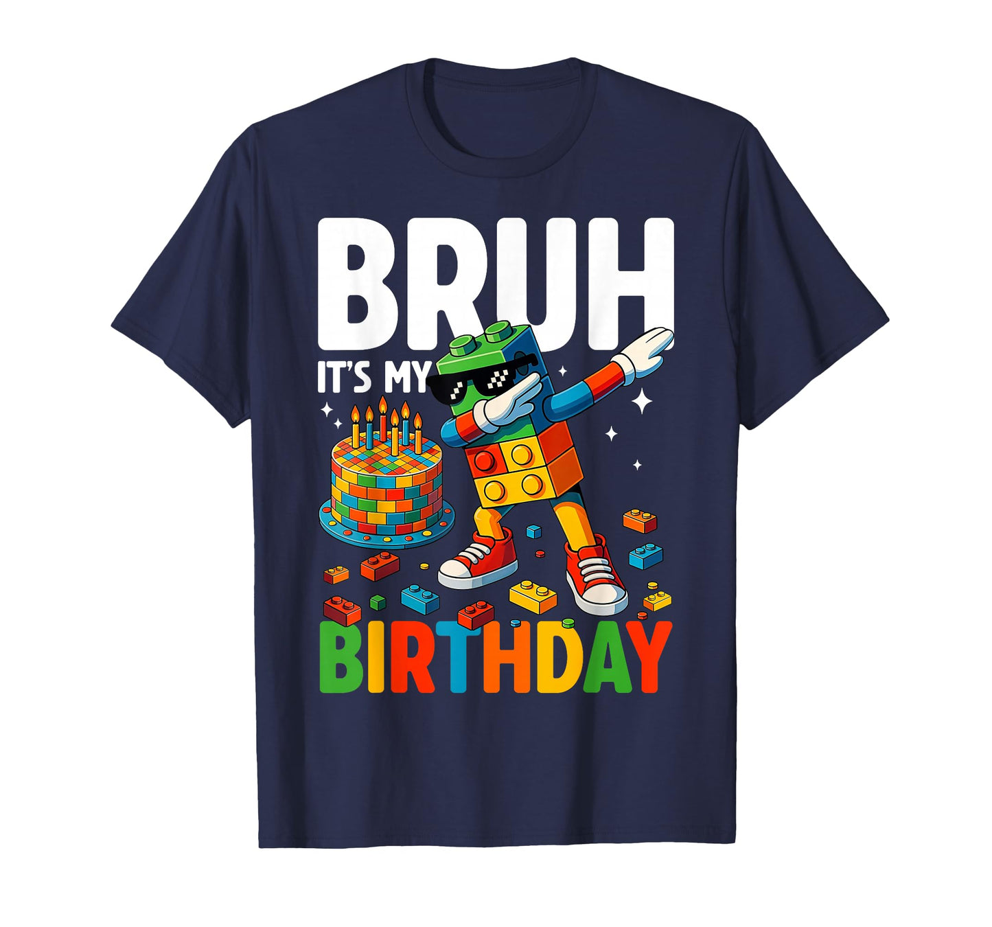Master Builder Dabbing Blocks Bricks Bruh Its My Birthday T-Shirt