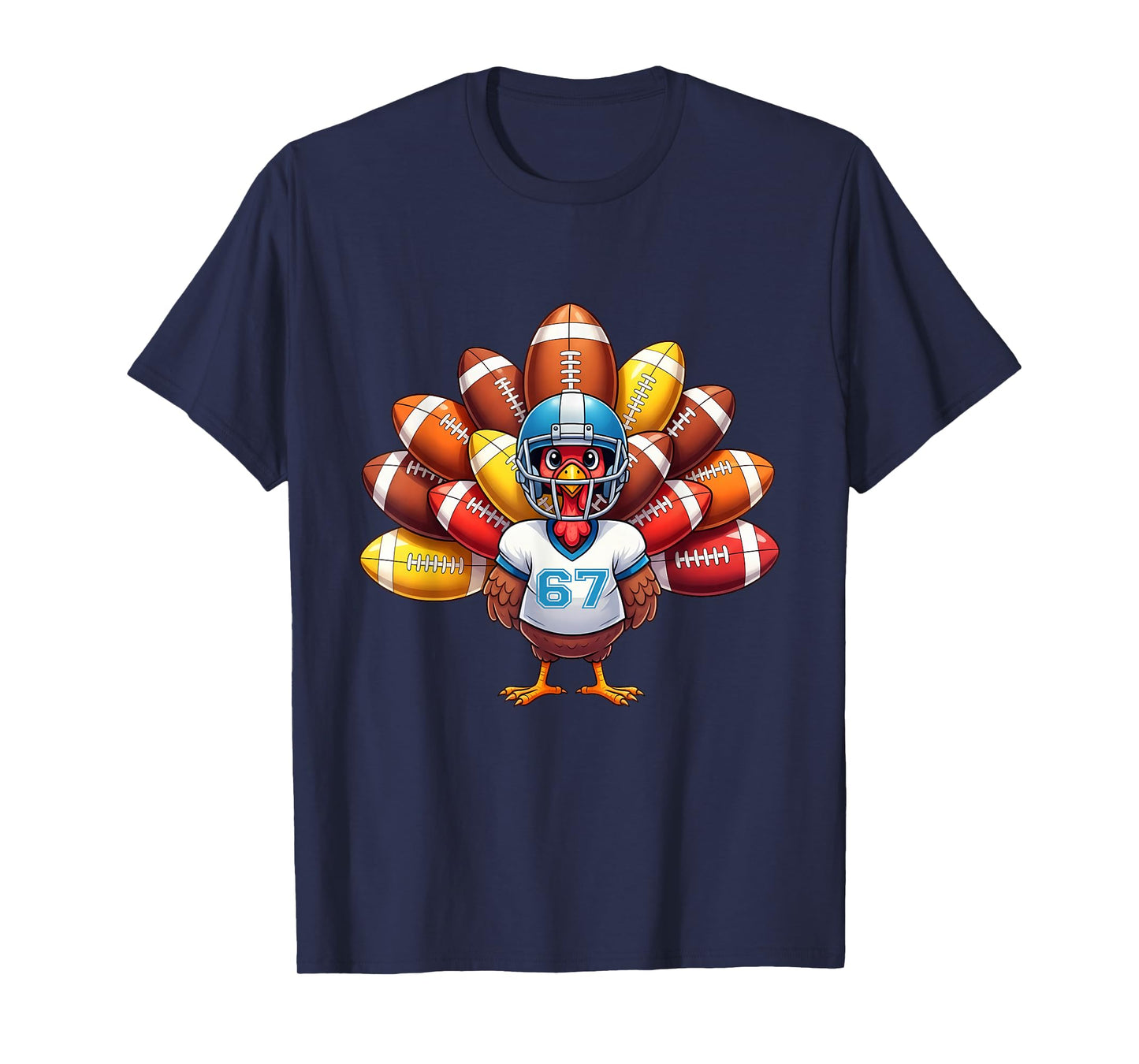 Six Seven 6 7 Meme Thanksgiving Football Turkey Six Seven T-Shirt