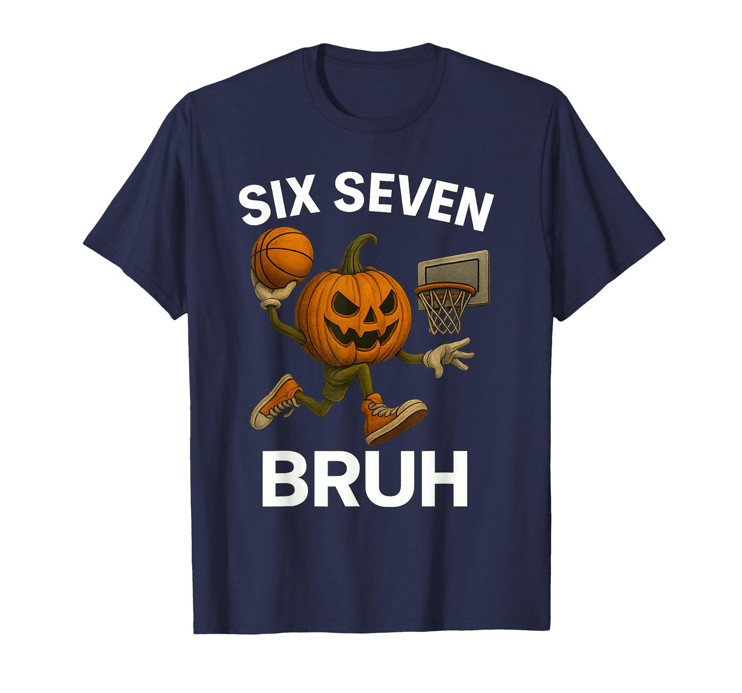 Six Seven Bruh Halloween Basketball Pumpkin T-Shirt