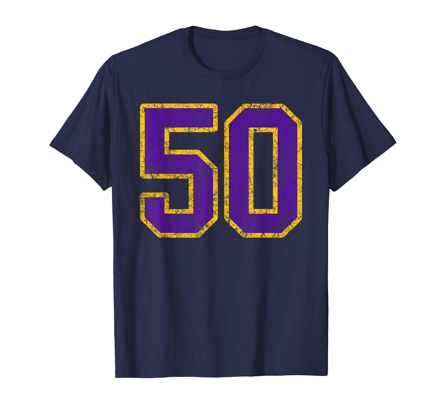 Purple Gold Number 50 Jersey Player Uniform #50 Grunge T-Shirt